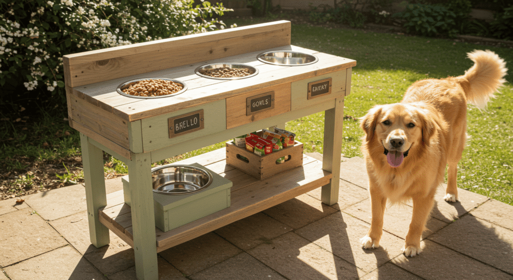Organized pet feeding station design