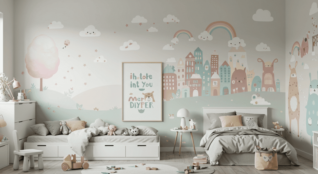 Colorful wall murals for kids' rooms