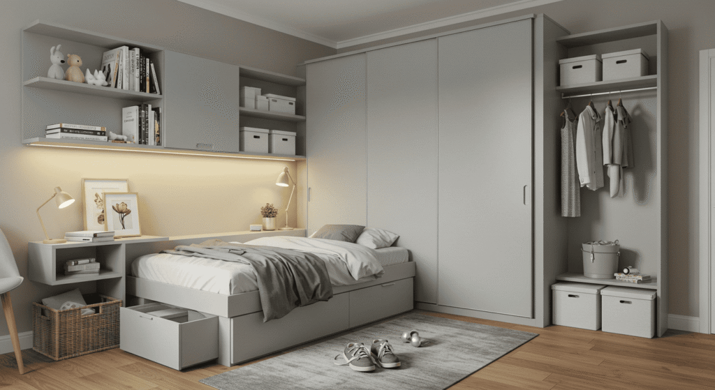 Space-efficient bedroom storage ideas