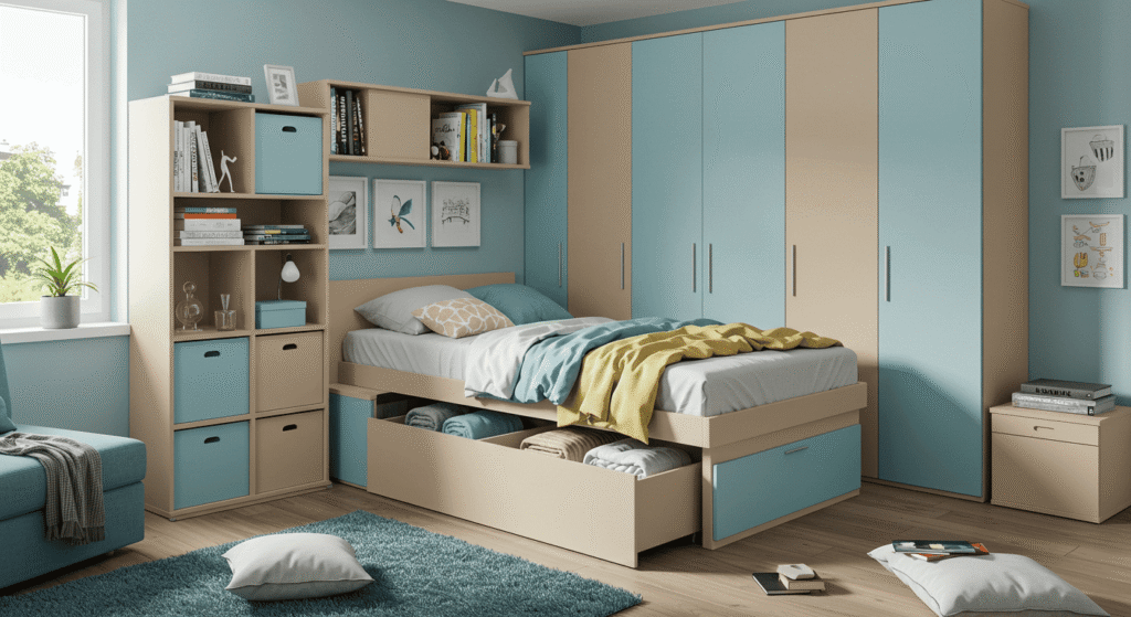 Stylish space-saving bedroom storage