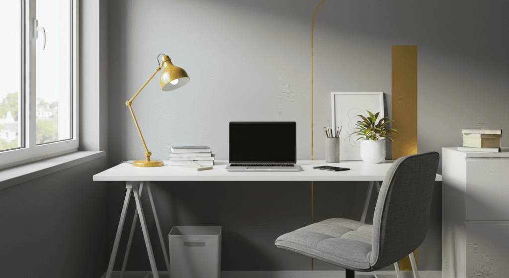 Minimalist desk with organized workspace essentials.