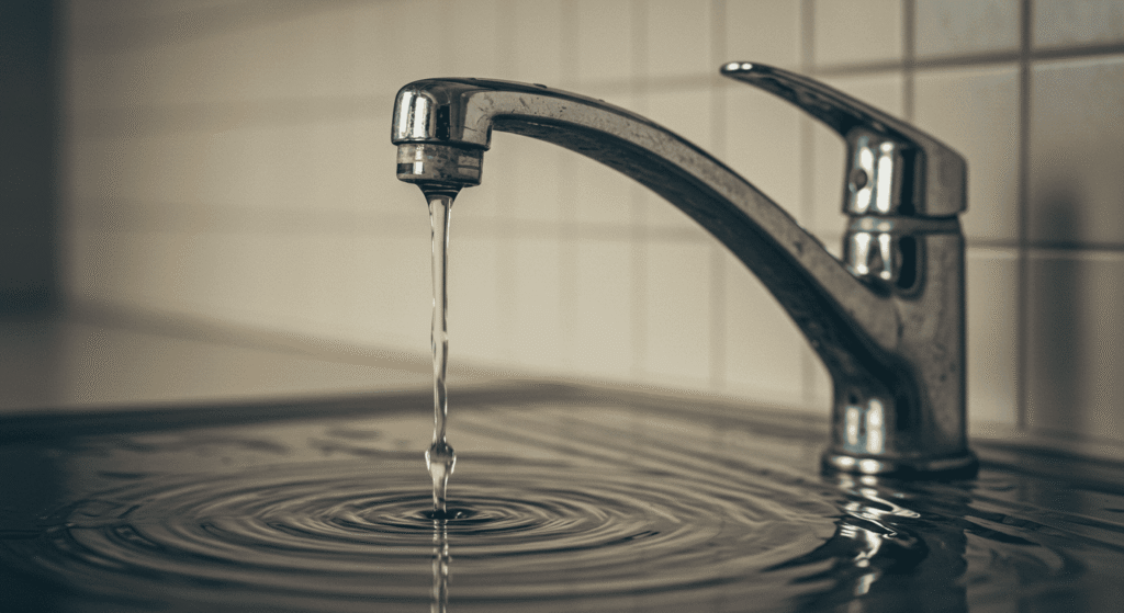 DIY faucet repair in a modern bathroom sink.