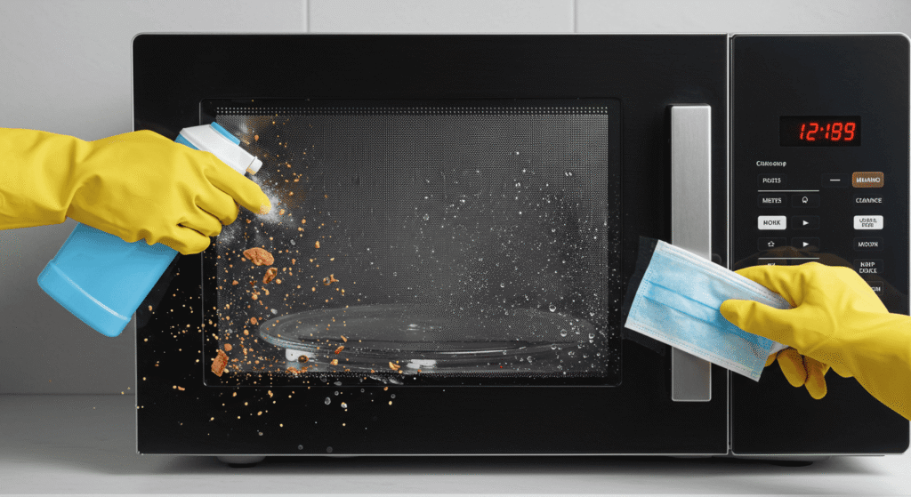 Steam cleaning a microwave with natural ingredients.