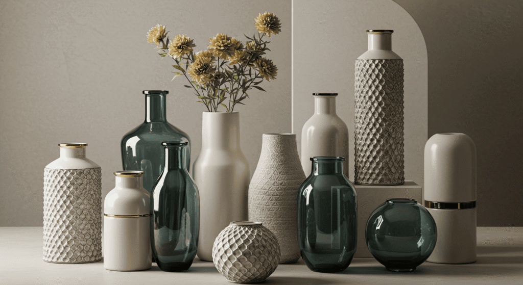 Elegant vase arrangements for interior styling