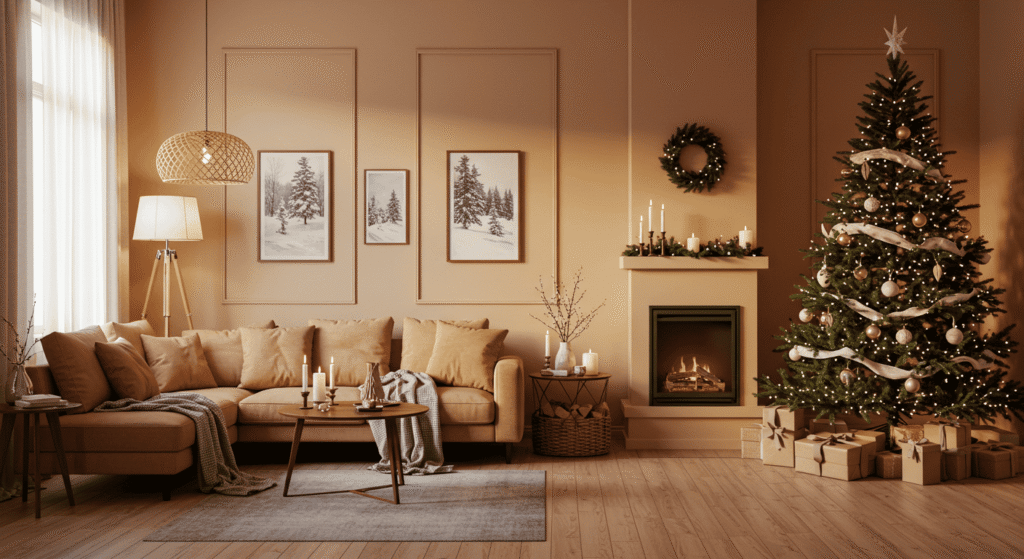 Spring-themed living room with floral cushions and pastel accents