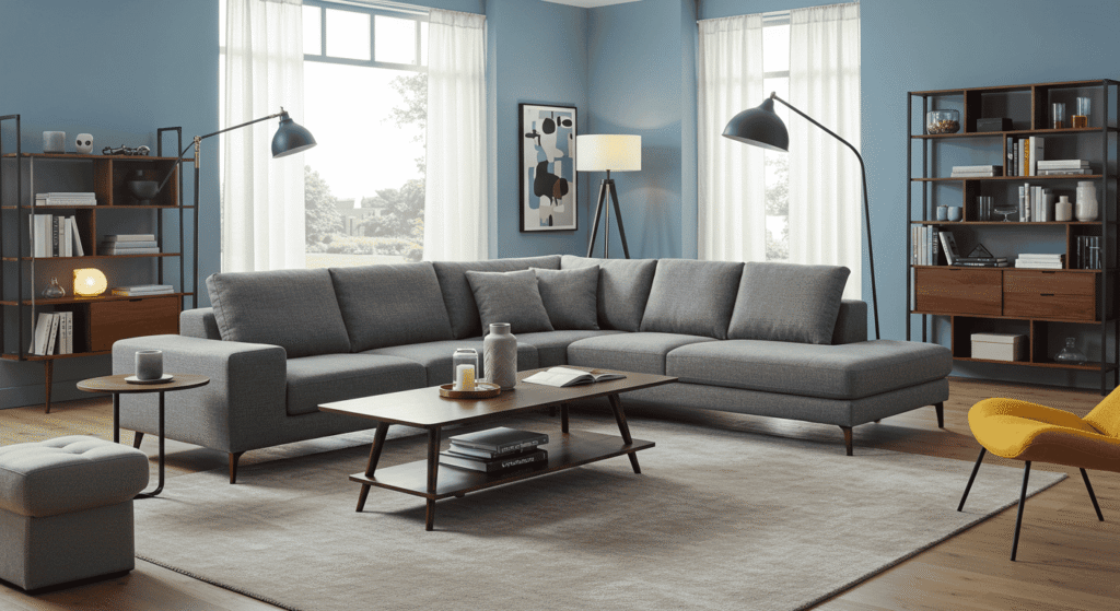 Modern living room featuring trending furniture pieces and stylish decor
