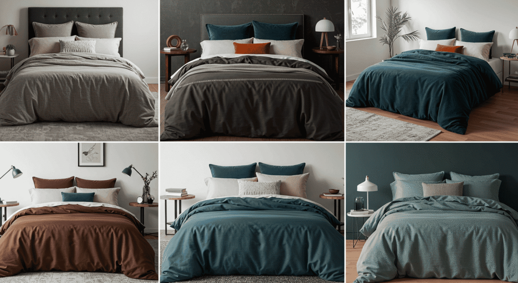 Contemporary bedroom decor with latest bedding trends and decorative pillows