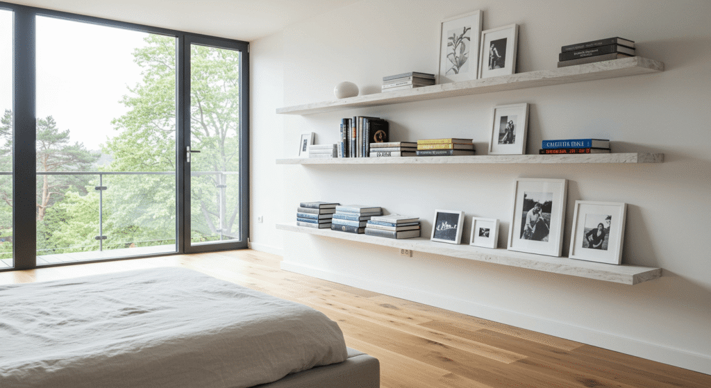 A detailed step by step guide on how to install floating shelves with professional techniques and tools.