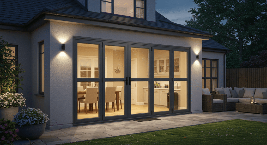 Modern secure patio doors with multi-point locking system