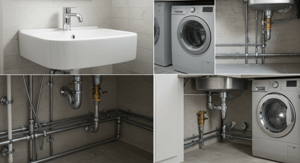 Clean bathroom with mold-free tiles and well-maintained plumbing