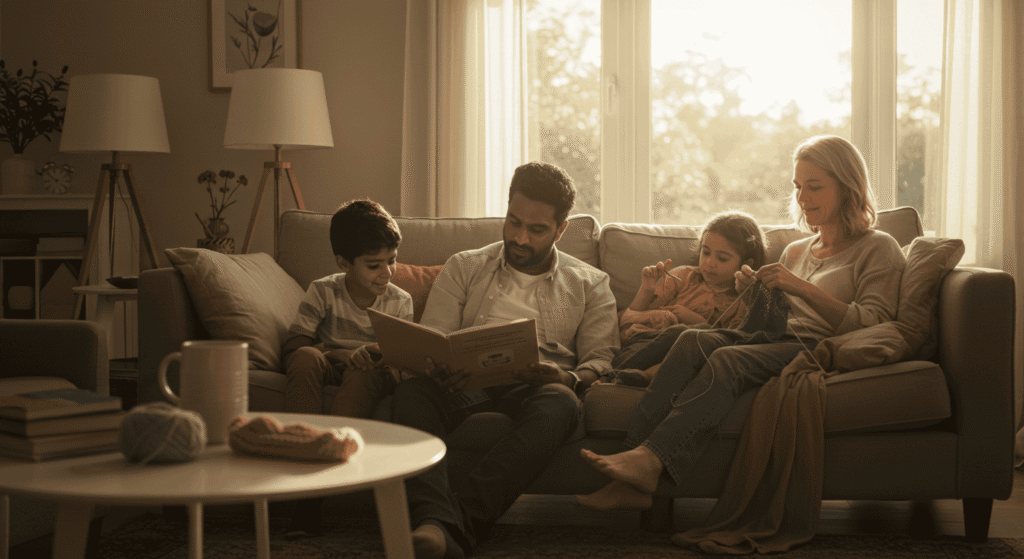 Organized family schedule displayed on wall calendar with notes and reminders