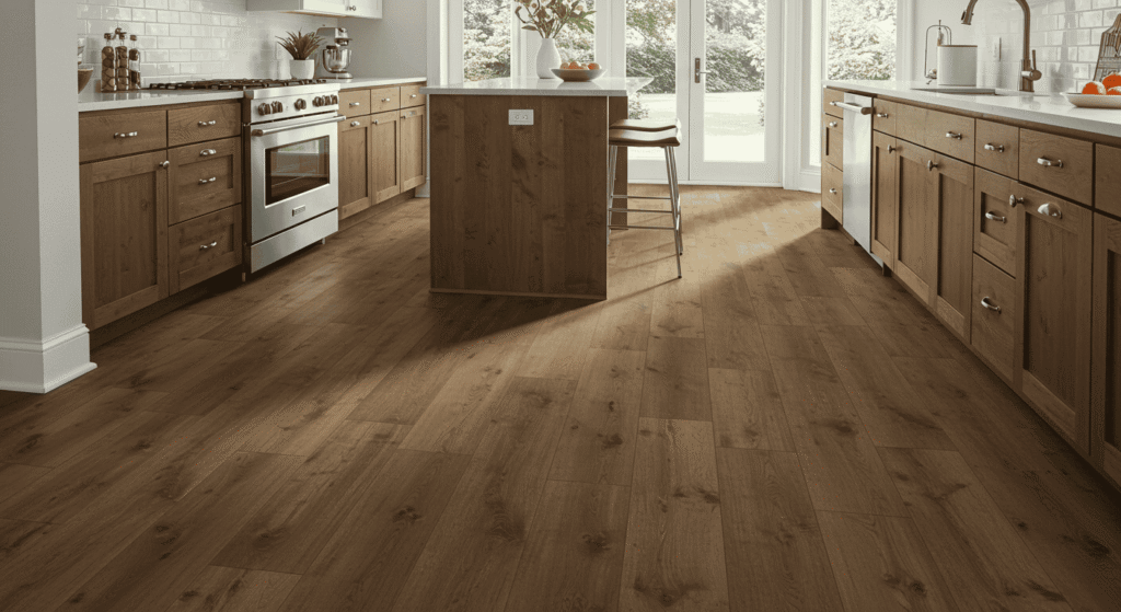 Polished concrete floor in a modern minimalist home interior.