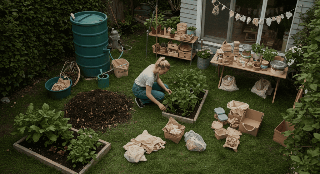 Eco-friendly household practicing zero-waste lifestyle.