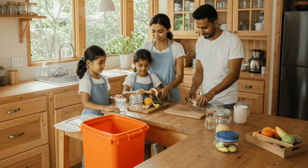 Organized home featuring eco-friendly and reusable items.