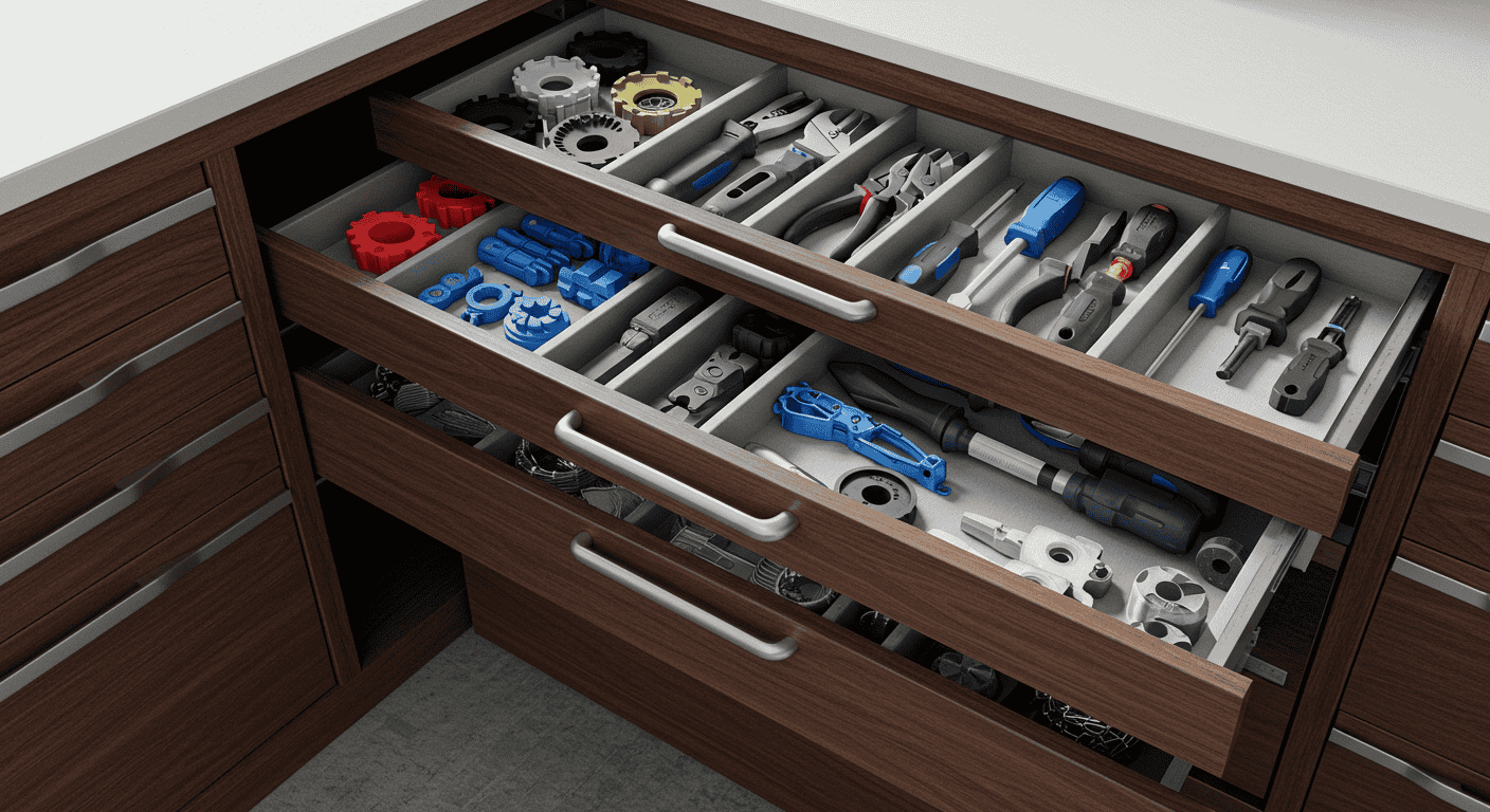 Affordable Organization Ideas Using Drawers with 3D Printed Tools