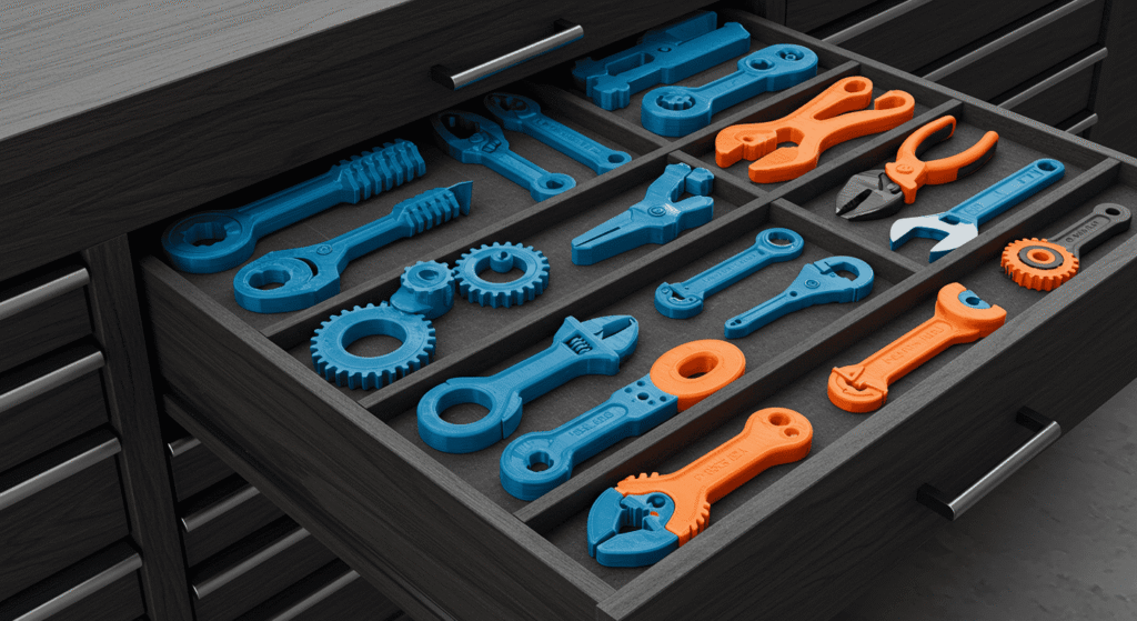 Affordable drawer organization with customized 3D printed inserts.