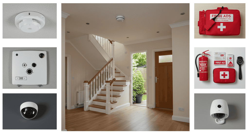 Smoke detector installed on a ceiling to prevent fire hazards.