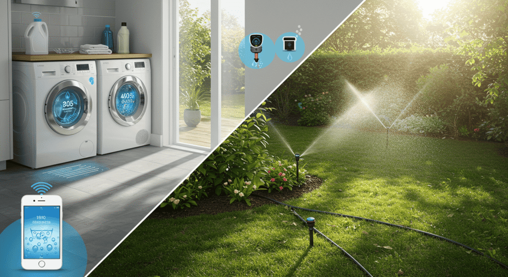 Smart water meter tracking home water consumption digitally.