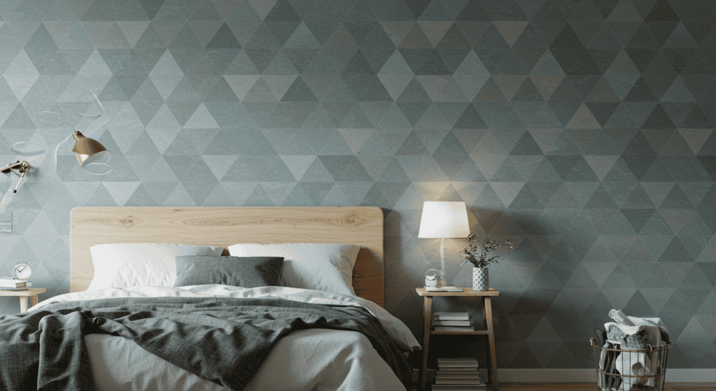 Peel-and-stick wallpaper featuring bold colors in a modern space.