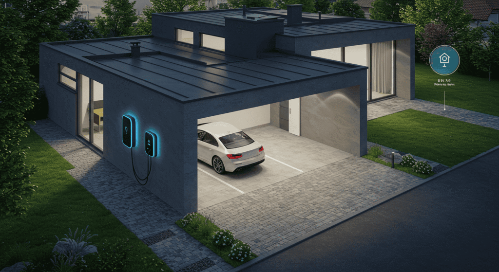 Diagram of future-proof home charging system with multiple ports.
