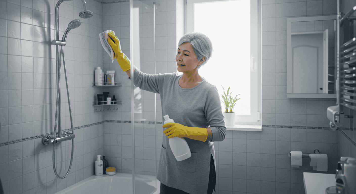 Person spraying homemade cleaning solution on glass surface