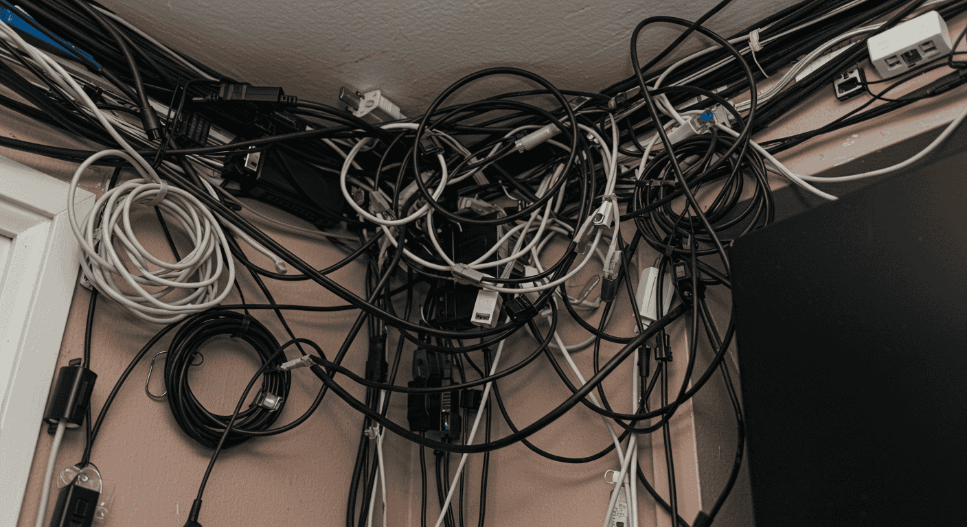 DIY cable management ideas using zip ties and cord organizers.